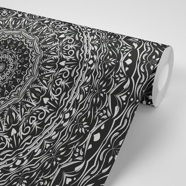 Carta da parati – Mandala in stile vintage in bianco e nero