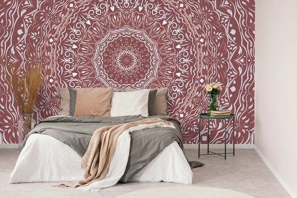 Carta da parati – Mandala in stile vintage in tonalità rosa