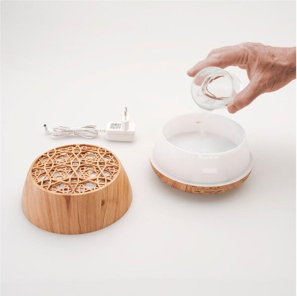 Bimar Diffusore di Aromi Cromoterapia con Luci e Cassa Acustica Wi-Fi Capacit 400 ml colore Legno Chiaro - DA26