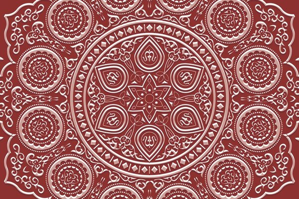 Carta da parati – Mandala etnica delicata in bordeaux