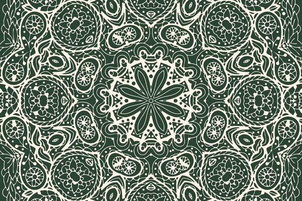 Carta da parati – Mandala bianca su sfondo verde