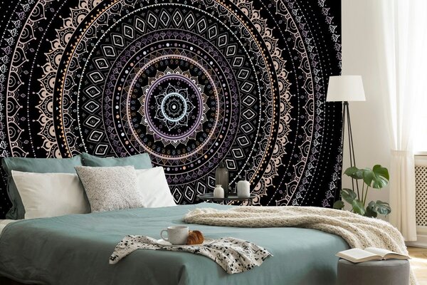 Carta da parati – Mandala con motivo solare in tonalità viola