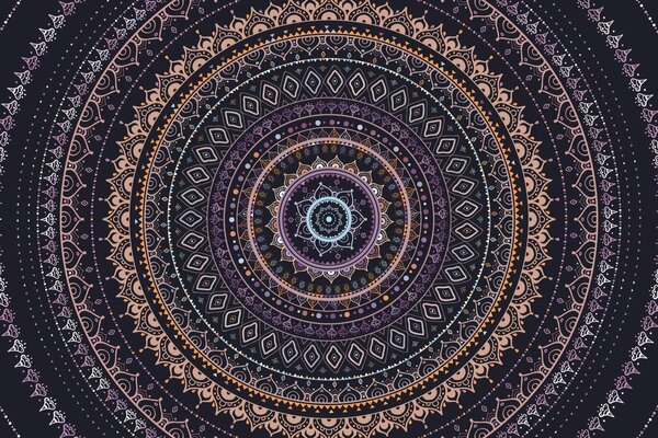 Carta da parati – Mandala con motivo solare in tonalità viola