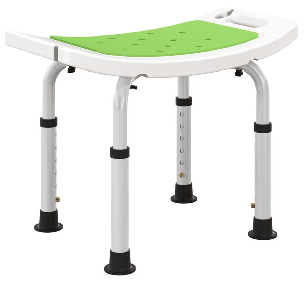 HOMCOM Sgabello da Doccia in Lega di Alluminio e Plastica Antiscivolo, Altezza Regolabile 6 Livelli 39-52cm, Verde | Aosom Italy