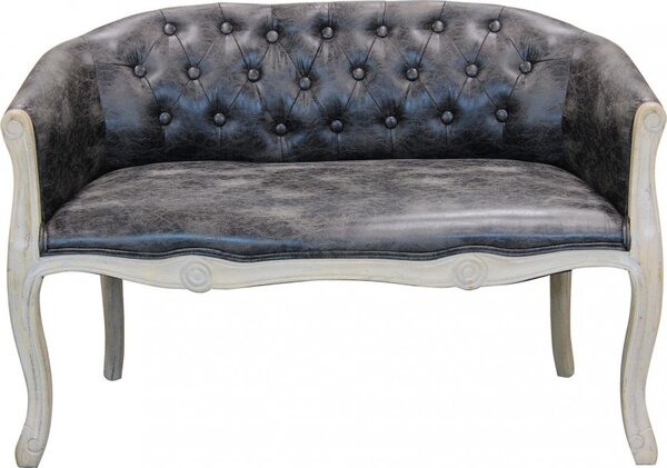 DecHome Divano 2 Posti Classico in Ecopelle Dimensioni 107x61x70 cm colore Grigio Scuro - Danubio