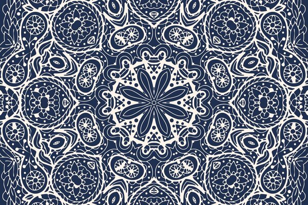 Carta da parati – Mandala bianca su sfondo blu