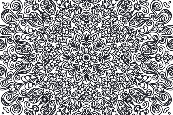 Carta da parati – Ornamento con motivo floreale in bianco e nero
