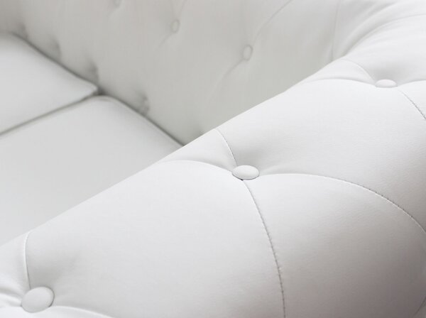 DecHome Divano 2 Posti Classico in Ecopelle Dimensioni 152x74x82 cm colore Bianco