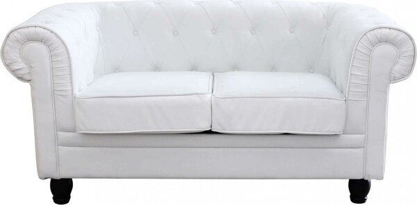 DecHome Divano 2 Posti Classico in Ecopelle Dimensioni 152x74x82 cm colore Bianco