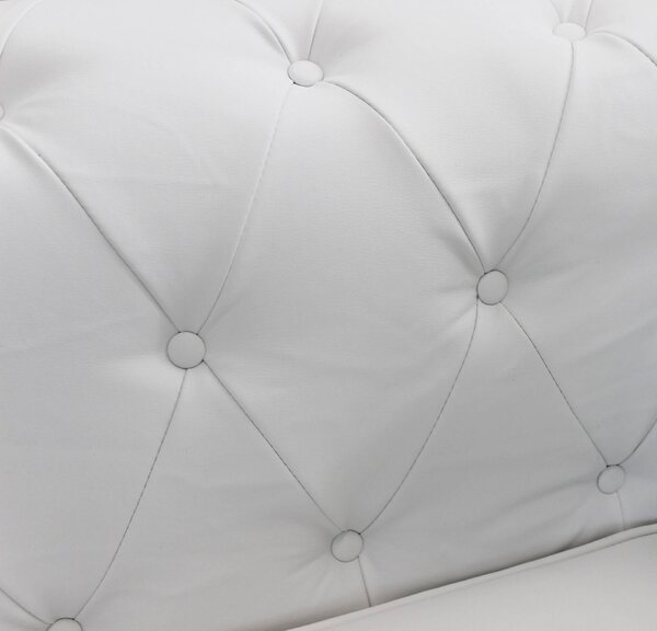 DecHome Divano 2 Posti Classico in Ecopelle Dimensioni 152x74x82 cm colore Bianco