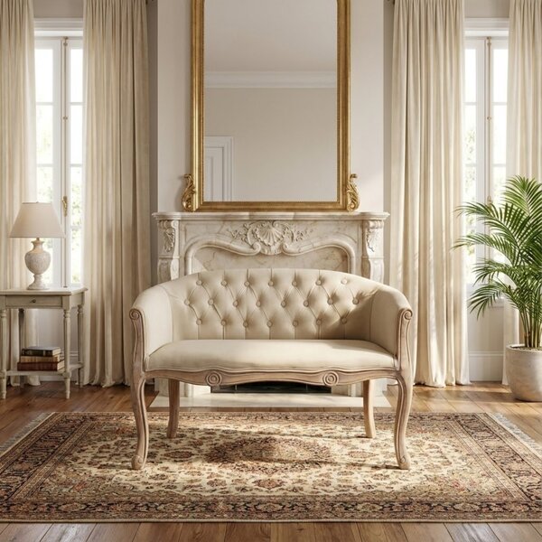 DecHome Divano 2 Posti Classico in Tessuto Dimensioni 107x61x70 cm colore Beige - Danubio