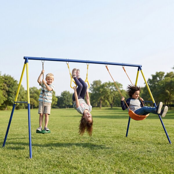 AIYAPLAY Set Altalena da Giardino Giochi da Esterno 3 in 1, 285x160x181cm, Verde | Aosom Italy