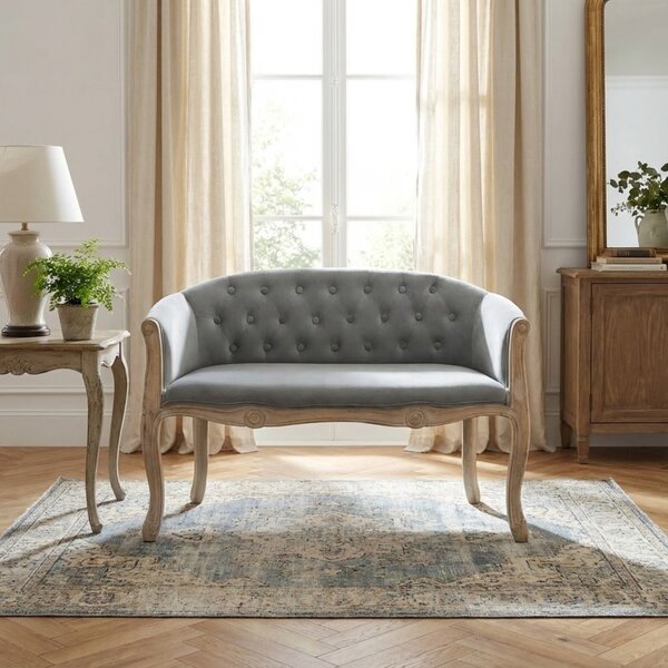 DecHome Divano 2 Posti Classico in Velluto Dimensioni 107x61x70 cm colore Grigio - Danubio