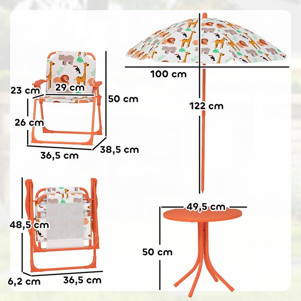AIYAPLAY Set da Giardino per Bambini Tavolo da Picnic con Ombrellone Arancione | Aosom Italy