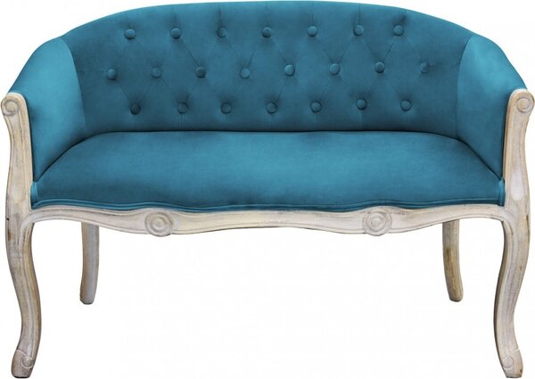 DecHome Divano 2 Posti Classico in Velluto Dimensioni 107x61x70 cm colore Blu - Danubio