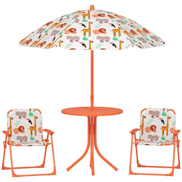 AIYAPLAY Set da Giardino per Bambini Tavolo da Picnic con Ombrellone Arancione | Aosom Italy