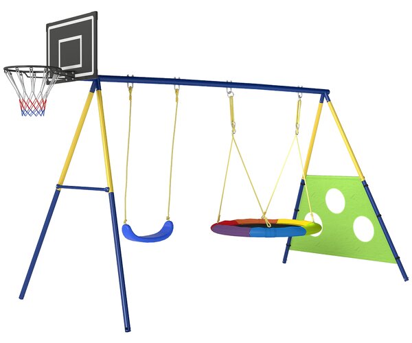 AIYAPLAY Set Altalena da Giardino Giochi Esterno 4 in 1 288x160x220cm Multicolore | Aosom Italy