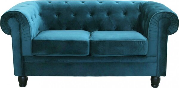 DecHome Divano 2 Posti Classico in Velluto Dimensioni 152x74x82 cm colore Blu