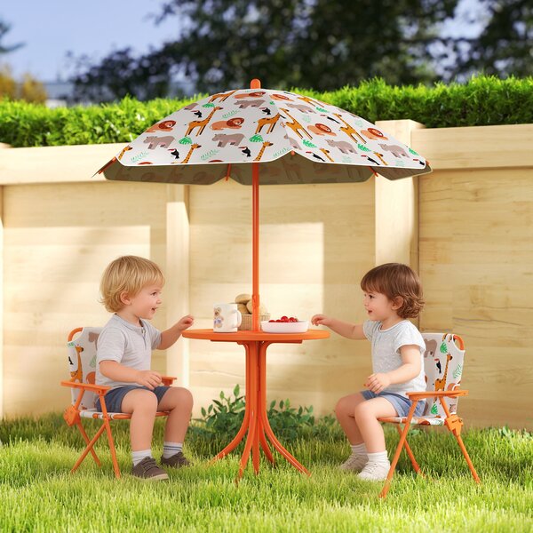 AIYAPLAY Set da Giardino per Bambini Tavolo da Picnic con Ombrellone Arancione | Aosom Italy