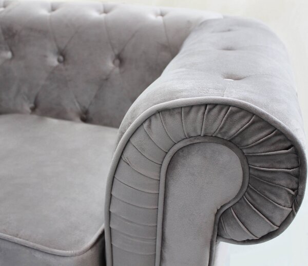 DecHome Divano 3 Posti Classico in Velluto Dimensioni 197x74x82 cm colore Grigio