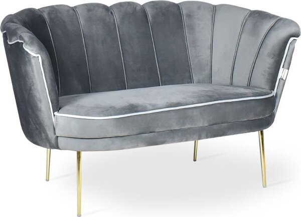 DecHome Divano 2 Posti Contemporaneo Luxury in Velluto Dimensioni 130x70x76 cm colore Grigio - Orel