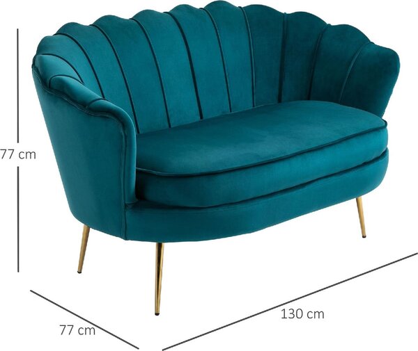 DecHome Divano 2 Posti Contemporaneo Luxury in Velluto Dimensioni 130x77x77 cm colore Alzavola