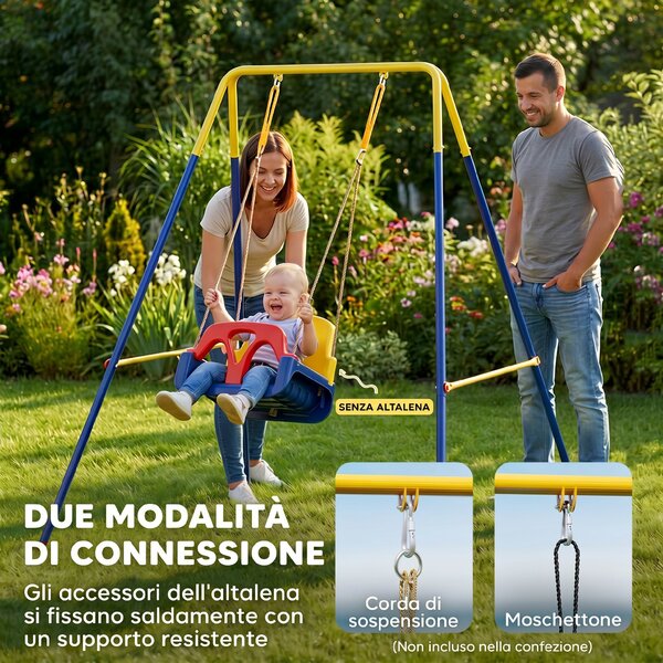 AIYAPLAY Struttura per Altalena Altalena da Giardino in Acciaio Anti-UV, Grigio | Aosom Italy