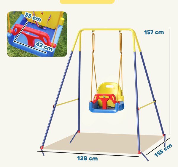 AIYAPLAY Altalena da Giardino per Bambini Altalena per Neonato 3 in 1, Blu | Aosom Italy