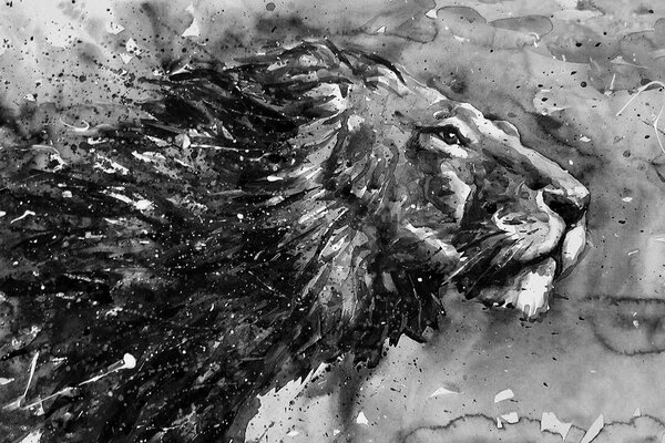 Carta da parati – Re degli animali in acquerello bianco e nero
