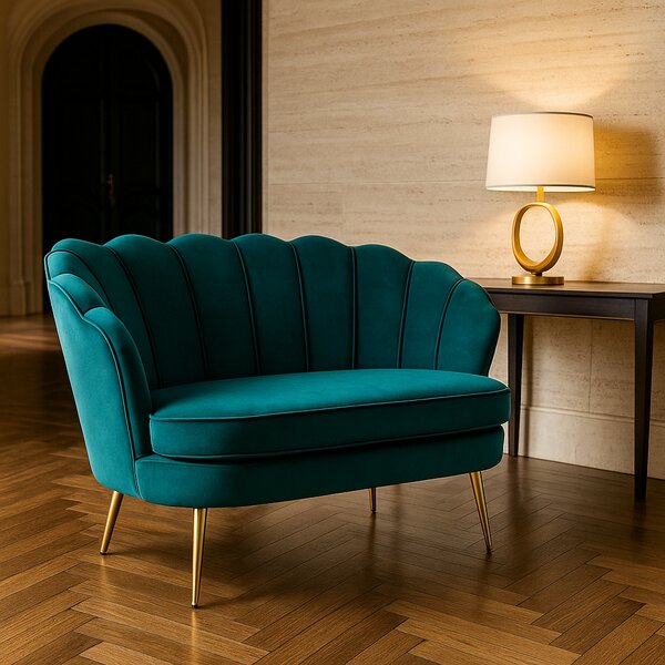 DecHome Divano 2 Posti Contemporaneo Luxury in Velluto Dimensioni 130x77x77 cm colore Alzavola