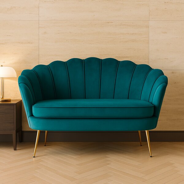 DecHome Divano 2 Posti Contemporaneo Luxury in Velluto Dimensioni 130x77x77 cm colore Alzavola
