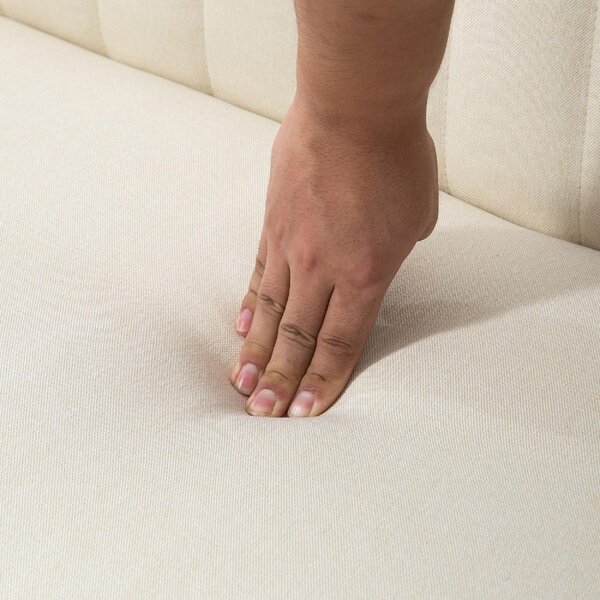 DecHome Divano 2 Posti Contemporaneo Luxury in Tessuto Effetto Lino Dimensioni 117x56.5x77 cm colore Bianco Crema