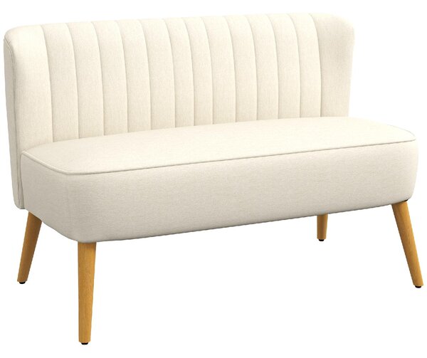 DecHome Divano 2 Posti Contemporaneo Luxury in Tessuto Effetto Lino Dimensioni 117x56.5x77 cm colore Bianco Crema