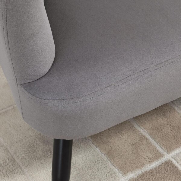 DecHome Divano 2 Posti Contemporaneo Luxury in Velluto Dimensioni 132x66x80 cm colore Grigio