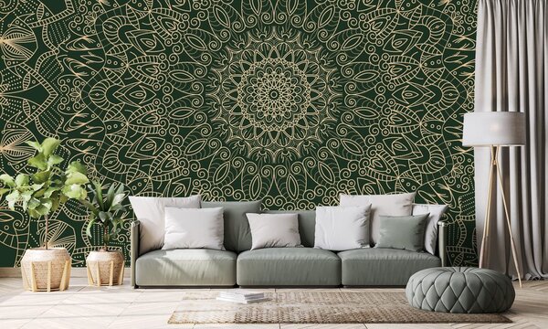 Carta da parati – Mandala ornamentale dettagliata in verde