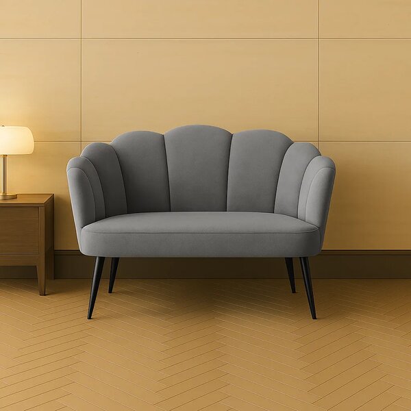 DecHome Divano 2 Posti Contemporaneo Luxury in Velluto Dimensioni 132x66x80 cm colore Grigio