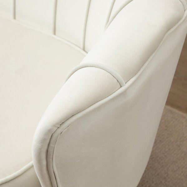DecHome Divano 2 Posti Contemporaneo Luxury in Velluto Dimensioni 130x77x77 cm colore Crema