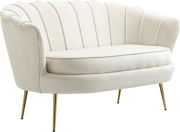 DecHome Divano 2 Posti Contemporaneo Luxury in Velluto Dimensioni 130x77x77 cm colore Crema