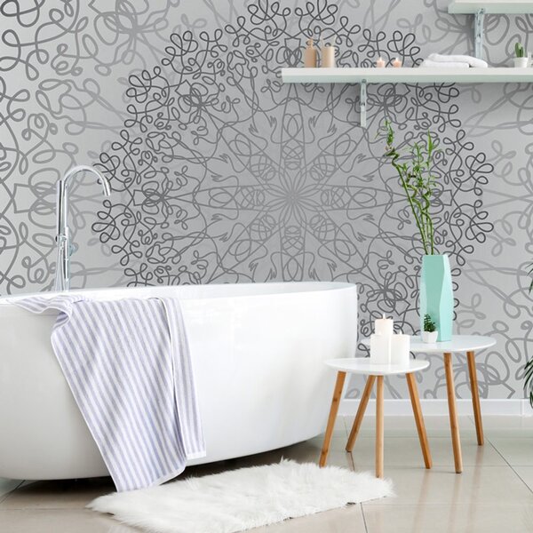 Carta da parati – Ornamento circolare grigio