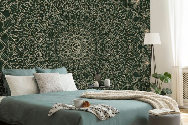 Carta da parati – Mandala ornamentale dettagliata in verde