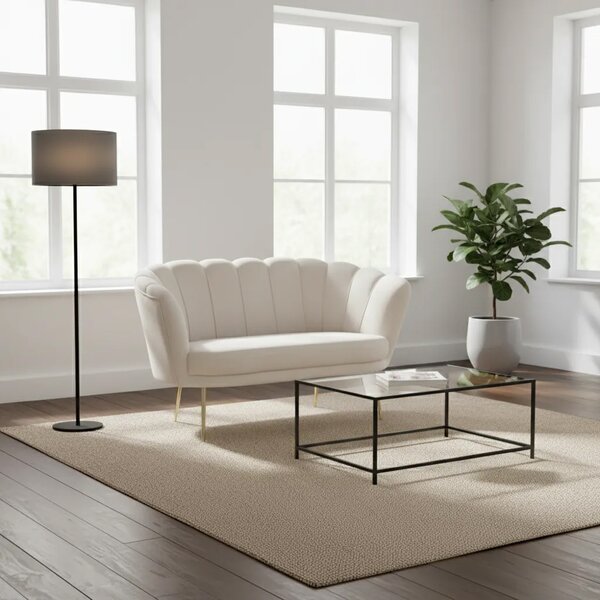 DecHome Divano 2 Posti Contemporaneo Luxury in Velluto Dimensioni 135x76,5x75 cm colore Sabbia - Orel