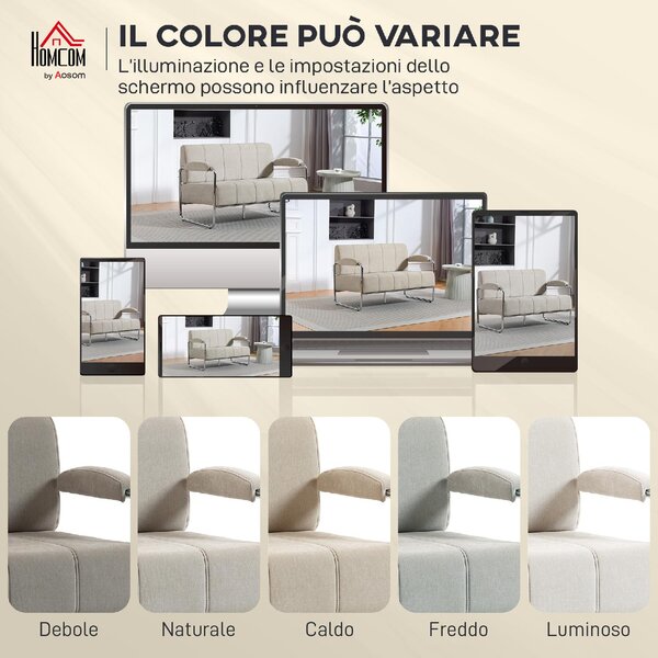 DecHome Divano 2 Posti Moderno in Ciniglia Dimensioni 120x73x76 cm colore Beige