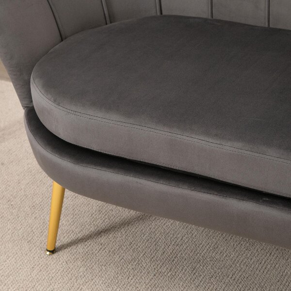 DecHome Divano 2 Posti Contemporaneo Luxury in Velluto Dimensioni 133x63x75 cm colore Grigio