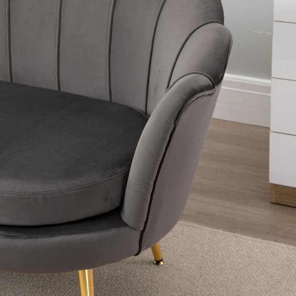 DecHome Divano 2 Posti Contemporaneo Luxury in Velluto Dimensioni 133x63x75 cm colore Grigio