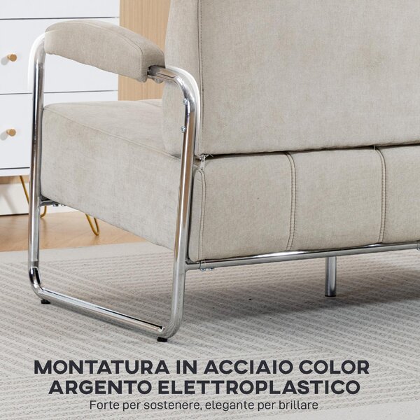 DecHome Divano 2 Posti Moderno in Ciniglia Dimensioni 120x73x76 cm colore Beige