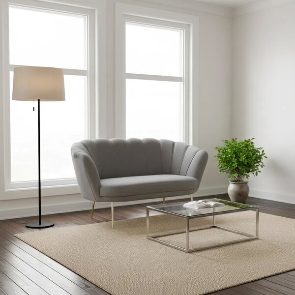 DecHome Divano 2 Posti Contemporaneo Luxury in Velluto Dimensioni 135x76,5x75 cm colore Grigio - Orel
