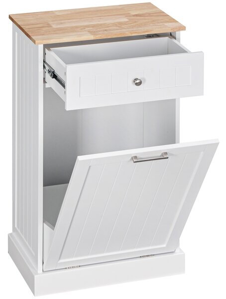 HOMCOM Credenza Cucina, Mobile Cucina con Supporto per Bidoni della Spazzatura da 38 Litri, Cassetto, Bianco | Aosom Italy