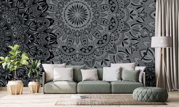 Carta da parati – Mandala stilosa in bianco e nero