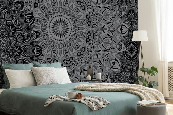 Carta da parati – Mandala stilosa in bianco e nero
