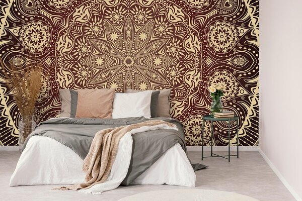 Carta da parati – Mandala decorativa bordeaux con pizzo